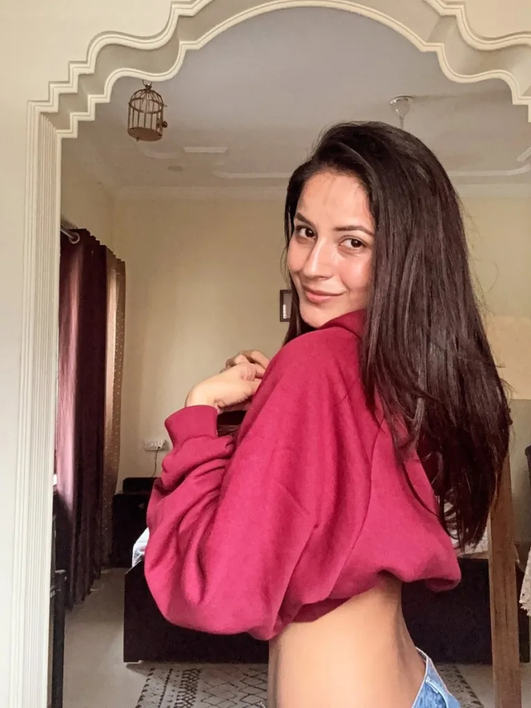 Actress Shehnaaz: बालों में गजरा लगाए और साड़ी पहने दिखी एक्ट्रेस