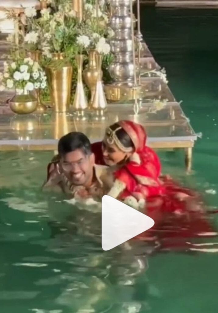 वेडिंग फोटोशूट के दौरान दुल्हन को अचानक मस्ती सूझती है और वो दूल्हे को स्विमिंग पूल में धक्का दे देती है। वीडियो में इसके बाद जो होता है वो काफी मजेदार है।