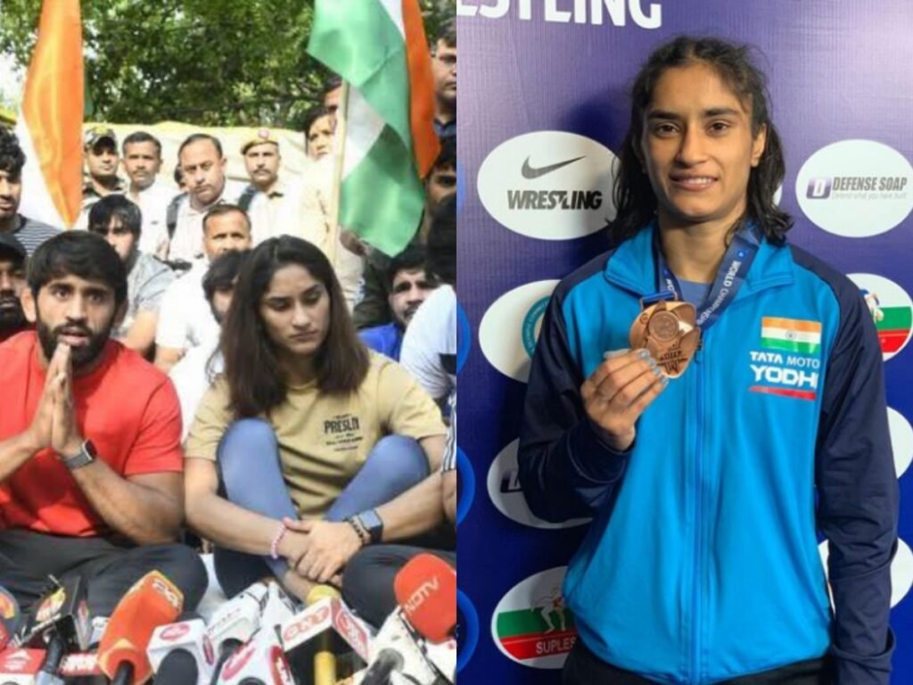 WFI प्रमुख बृजभूषण शरण सिंह के खिलाफ धरने पर बैठी महिला पहलवान विनेश फोगट ने क्रिकेटर्स पर साधा निशाना,कहा-चुप क्यों हो 1 Dharna पर बैठी महिला पहलवान विनेश फोगट ने क्रिकेटर्स पर साधा निशाना,