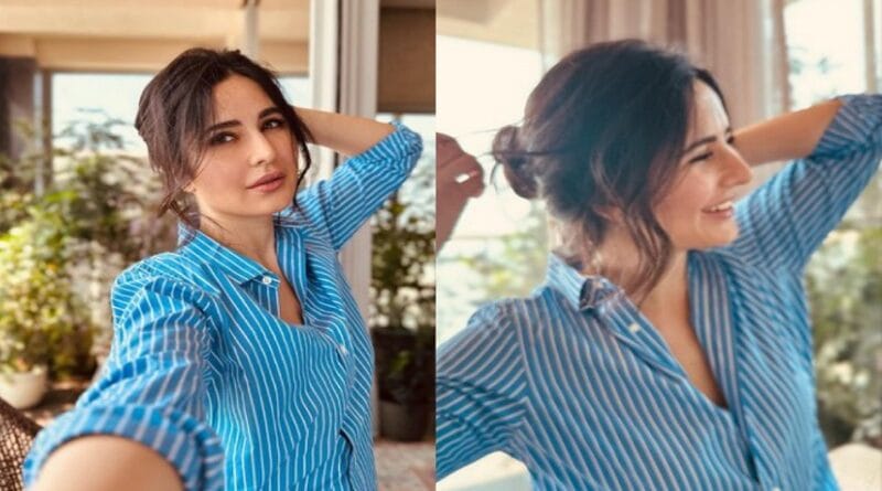 Katrina Kaif Pictures: कैटरीना कैफ ने ब्लू शर्ट में शेयर की खूबसूरत तस्वीरें