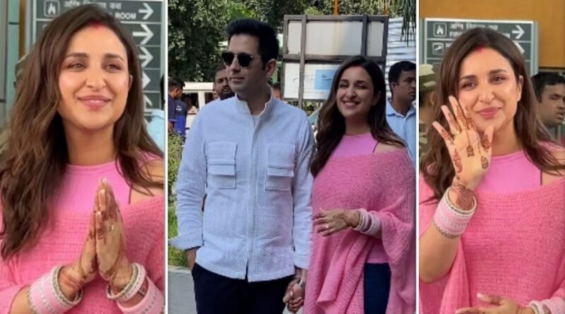 शादी के बाद कुछ इस अंदाज में नजर आए Parineeti Chopra और Raghav Chadha, जींस-टॉप, मांग में सिंदूर और हाथों में चूड़ा पहने खूबसूरत दिखी नई दुल्हन