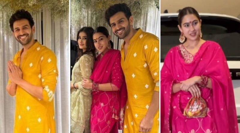 Kartik Aaryan के घर गणपति बप्पा के दर्शन करने पहुंची Sara Ali Khan