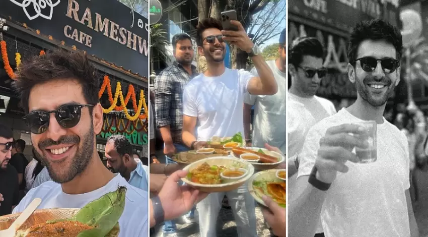 Kartik Food: साउथ इंडियन फूड का लुफ्त उठाते दिखे कार्तिक आर्यन