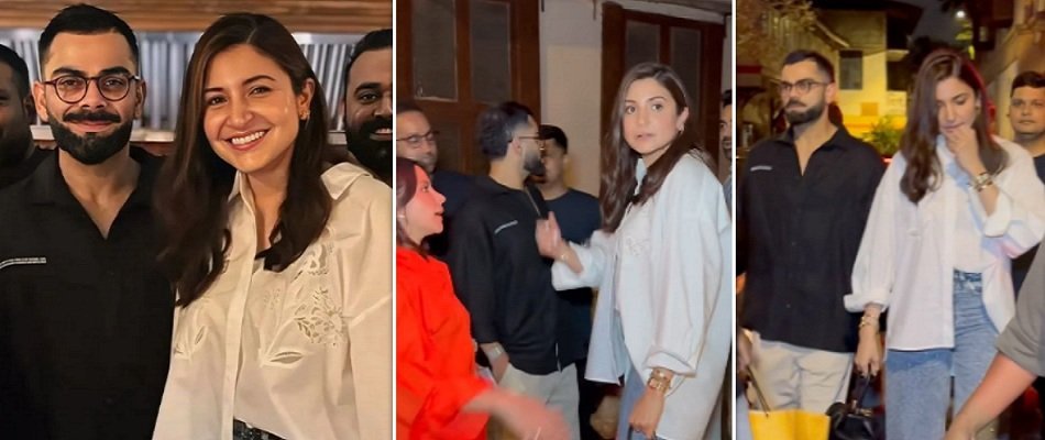 विराट कोहली और अनुष्का शर्मा ने दोस्तों के साथ एन्जॉय की डिनर पार्टी, पैप्स को देख मुस्कुराते नजर आई एक्ट्रेस