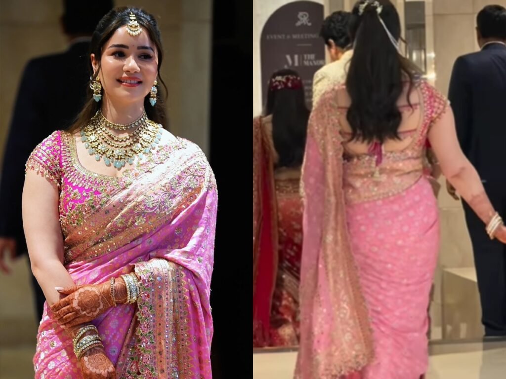 Sara Tendulkar video in pink saree