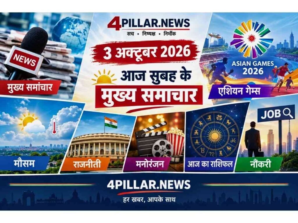 3 October 2026 की ताजा खबरें ; एशियन गेम्स, मौसम, नौकरी